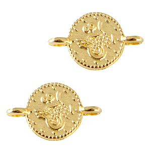 DQ European metal charms connector coin Gold (nickel free)