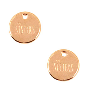 DQ European metal charms "sisters"12mm Rosegold (nickel free)