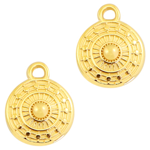 Round DQ metal charms 11x9mm Gold (nickel free)