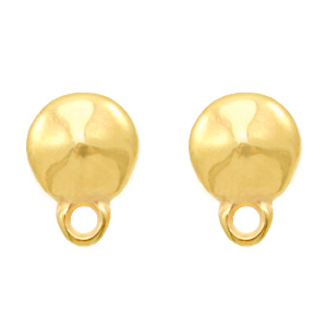 DQ European metal findings earpin round with loop Gold (nickel free)