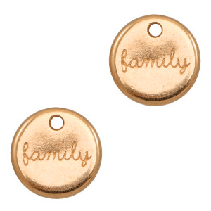 DQ European metal charms "family" 12mm Rose Gold (nickel free)