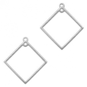 DQ European metal charms rhombus Antique Silver (nickel free)