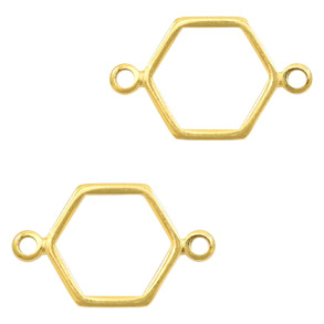 DQ European metal charms connector hexagon Gold (nickel free)