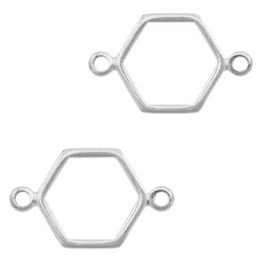 DQ European metal charms connector hexagon Antique Silver (nickel free)