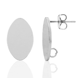 DQ European metal findings earpin oval 11x18mm Antique Silver (nickel free)