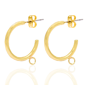 DQ European metal findings creole earrings 20mm with loop Gold (nickel free)