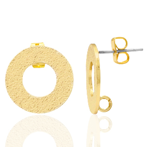 DQ European metal findings earpin round with loop Gold (nickel free)