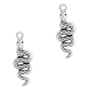 DQ European metal charms snake Antique Silver (nickel free)