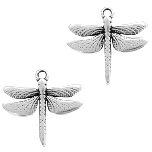 DQ European metal charms dragonfly Antique Silver (nickel free)