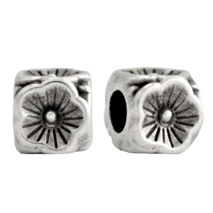 DQ European metal beads flower cube 5mm Antique Silver (nickel free)