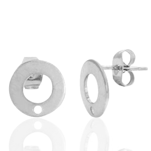 Stainless steel earrings / earpin 10mm with eye Silver