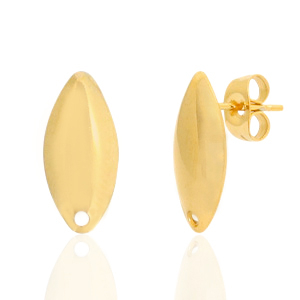 Stainless steel earrings / earpin oval with eye Gold