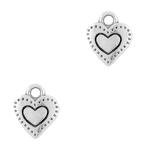 DQ European metal charms heart Antique Silver (nickel free)