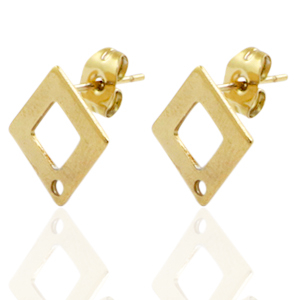 Stainless steel earrings rhombus Gold