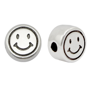 DQ European metal beads smiley 7mm Antique Silver (nickel free)