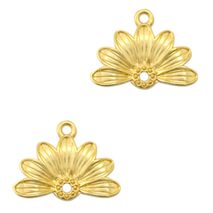 DQ European metal charms half flower Gold (nickel free)