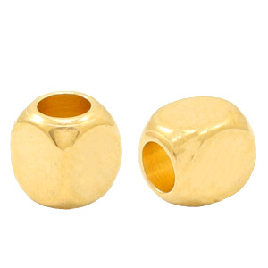 DQ European metal beads cube 3mm Gold (nickel free)