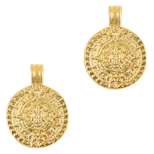 DQ European metal charms disc Maya's 16mm Gold (nickel free)