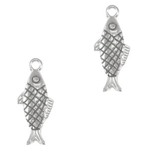 DQ European metal charms fish Antique Silver (nickel free)