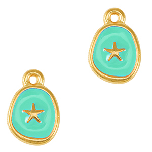 DQ European metal charms starfish Gold-Veraman Blue (nickel free)