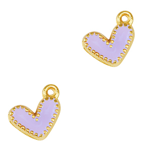 DQ European metal charms heart Gold-Lavender Purple (nickel free)