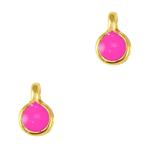 DQ European metal charms 5mm Gold-Neon Fuchsia Pink (nickel free)