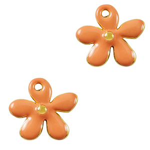 DQ European metal charms flower Gold-Orange (nickel free)