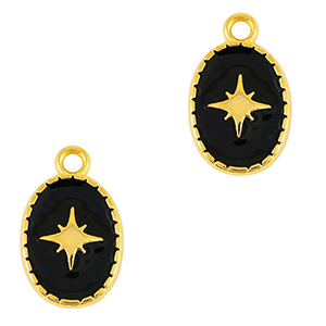 DQ European metal charms star Gold-Black (nickel free)