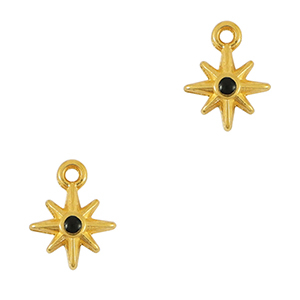 DQ European metal charms star Gold-Black (nickel free)