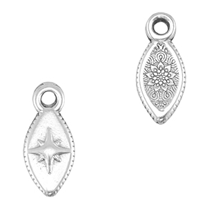 DQ European metal charms Oval Star Antique Silver (nickel free)