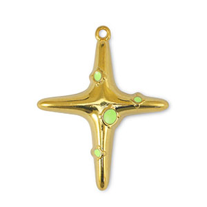 DQ European metal charms cross Lime Yellow-Gold (nickel free)