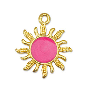 DQ European metal charms sun Pearl Pink-Gold (nickel free)