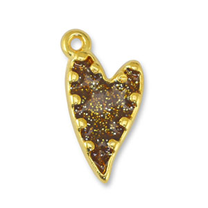 DQ European metal charms heart Glitter Topaz-Gold (nickel free)