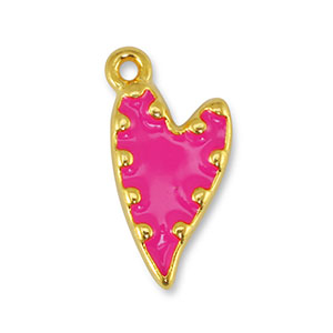 DQ European metal charms heart Fuchsia-Gold (nickel free)