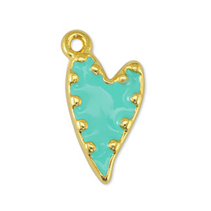 DQ European metal charms heart Veraman Blue-Gold (nickel free)