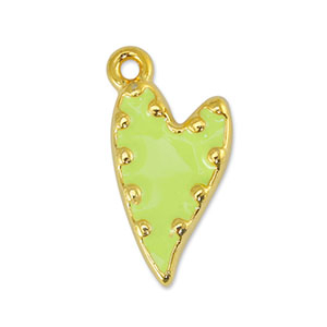 DQ European metal charms heart Lime Yellow-Gold (nickel free)