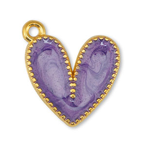 DQ European metal charms heart Pearl Purple-Gold (nickel free)