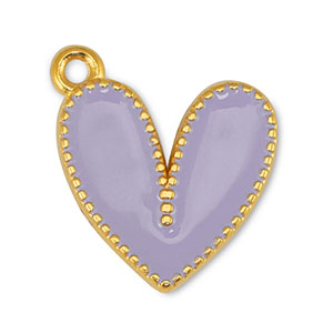 DQ European metal charms heart Lilac-Gold (nickel free)