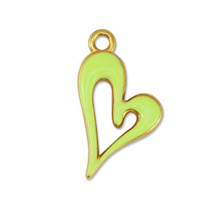 DQ European metal charms heart Lime Yellow-Gold (nickel free)