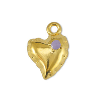 DQ European metal charms heart Lilac-Gold (nickel free)