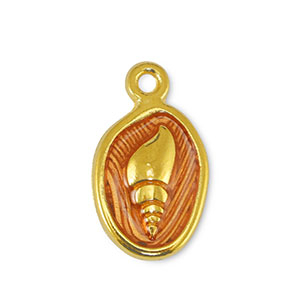 DQ European metal charms shell Transparant Orange-Gold (nickel free)