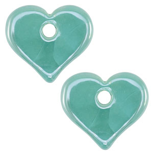 DQ greek ceramic beads Heart Turquoise