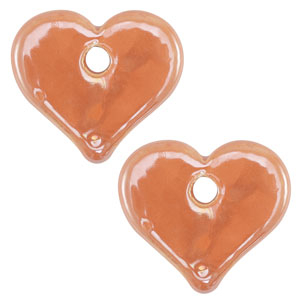 DQ greek ceramic beads Heart Orange
