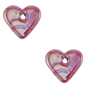 DQ greek ceramic beads Heart Magenta-Pink