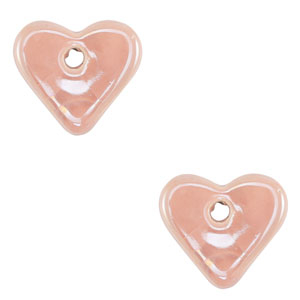 DQ greek ceramic beads Heart Peach