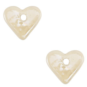 DQ greek ceramic beads Heart Off White
