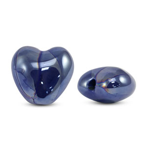 DQ greek ceramic beads Heart Dark Blue