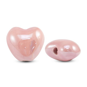 DQ greek ceramic beads Heart Pink