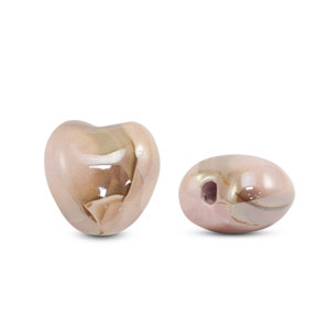 DQ greek ceramic beads Heart Pink-Brown