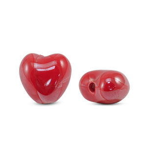 DQ greek ceramic beads Heart Red